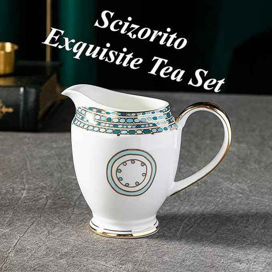Chinese Bone China Coffee Tea Set, Retro Floral Tea Gift Set, Suitable for Christmas, Father'S Day, Birthday, Halloween Party Gifts (Sapphire Tea Set)