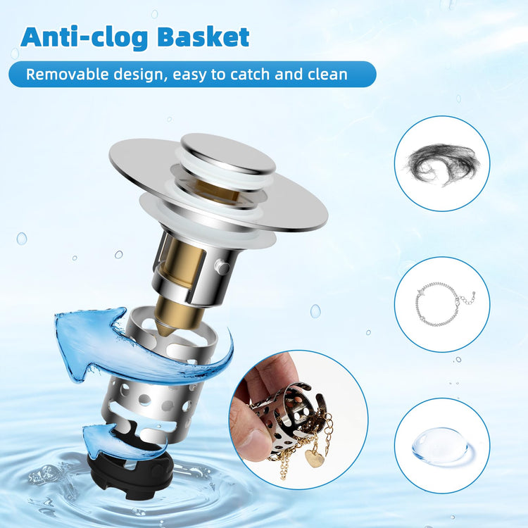 Universal Bathroom Sink Drain Stopper Hair Catcher