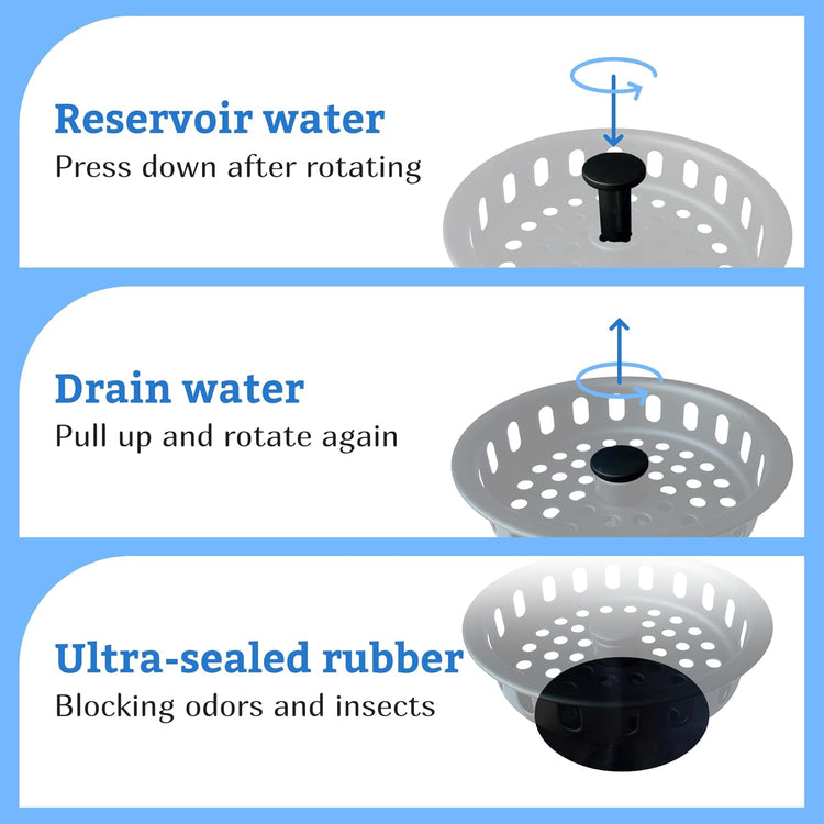 Metal World BS10101MB Post Style Sink Strainer, 3-1/2" Metal Kitchen Strainer, Cast Brass Body Basket Strainer, Strainer with Stainless Steel Basket, Matte Black Finish 1 Pack