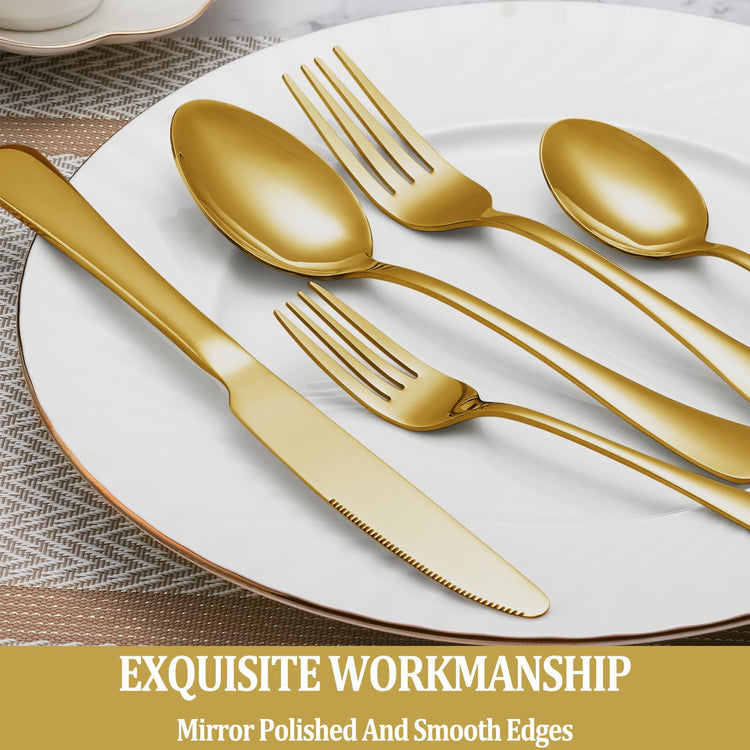 40 Pcs Gold Silverware Set Service for 8 (40 Count)