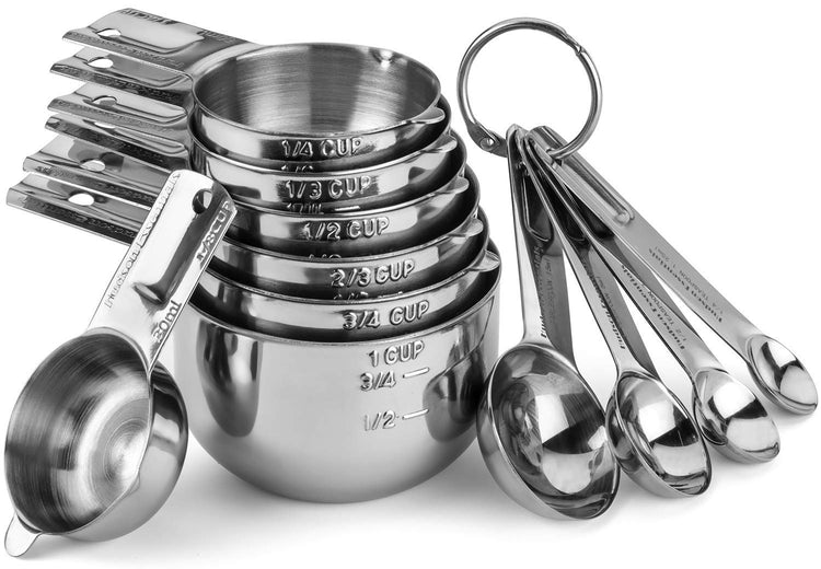 Stainless Steel Measuring Cups and Spoons Set