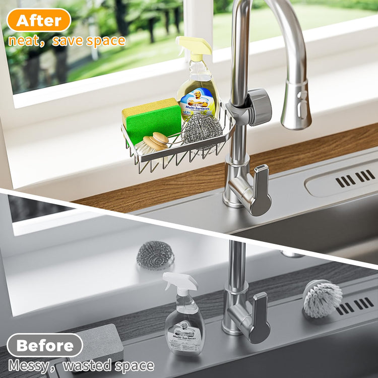 Sponge Holder Over Faucet Kitchen Sink Caddy Organizer