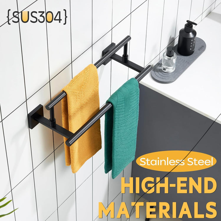 KOKOSIRI Bathroom Towel Bars 16 Inch Towel Rails Matte Black 40CM Hand Towel Holder for Kitchen Garage Wall Stainless Steel B5009BK-L16
