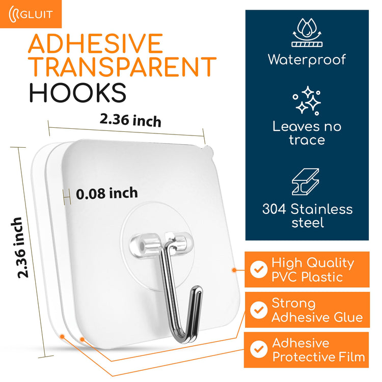 Adhesive Wall Hooks for Hanging (6 Count)