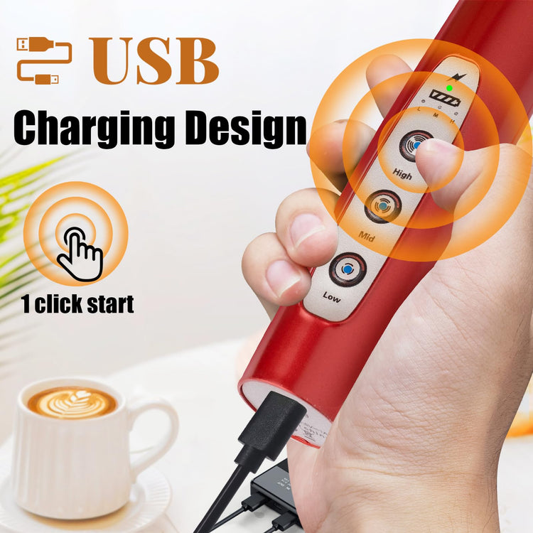 Red Milk Frother Wand for Coffee