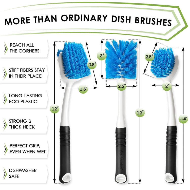 Dish Brush Set of 3 with Bottle Brush (3 Count)