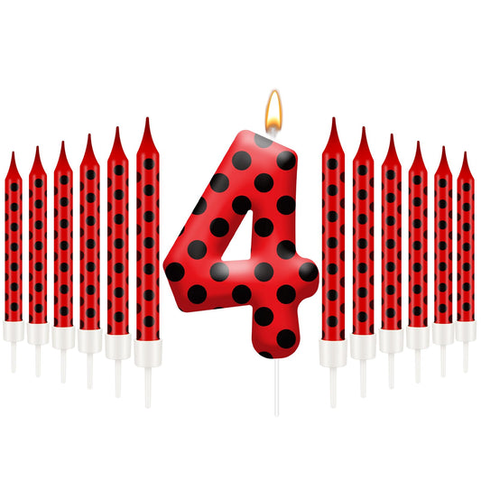 13PCS Ladybug Theme Birthday Candles Set (13 Count)