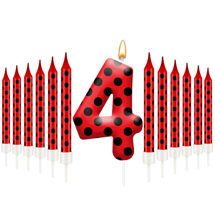 13PCS Ladybug Theme Birthday Candles Set (13 Count)