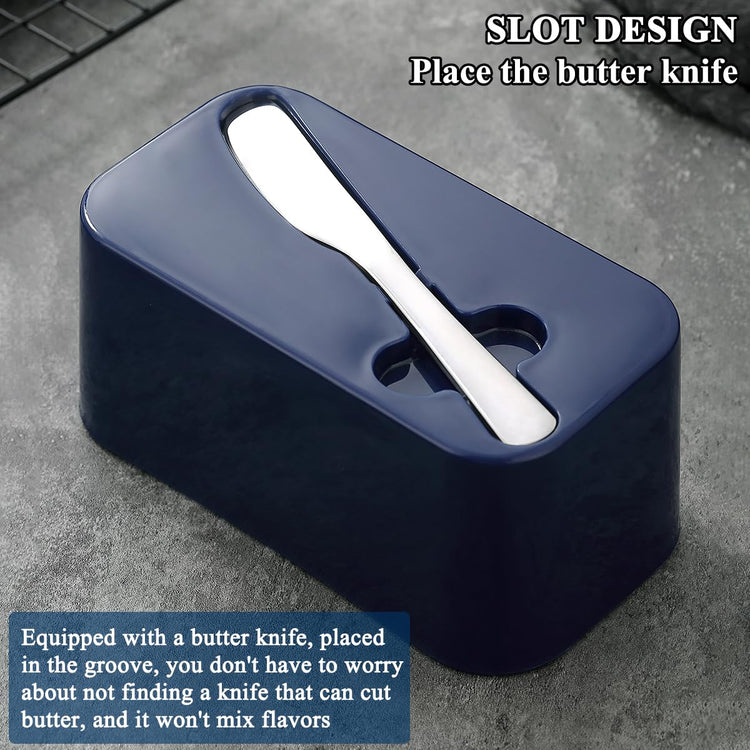 Butter Dish with Lid for Countertop and Refrigerator Door Shelf with Butter Spreader Knife