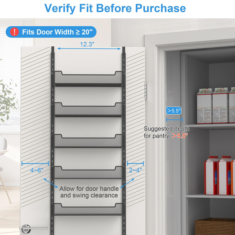 12.3" W Narrow Over the Door Pantry Organizer
