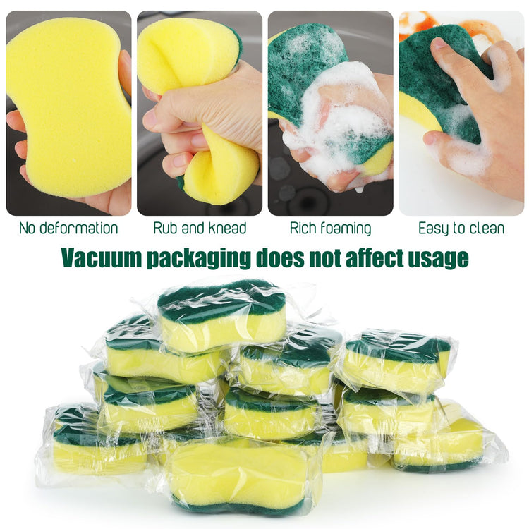 90 Pcs Individually Wrapped Sponges Kitchen Bulk Non Scratch Scouring Sponges for Dishes Household Cleaning Travel Apartments Hotel Car (90 Count)