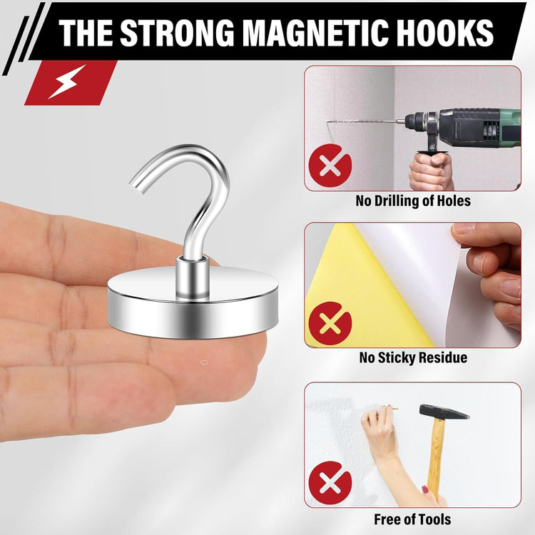 Magnetic Hooks, 2025 Cruise Cabins Ship Essentials 150Lbs Strong Heavy Duty Magnets 12Pcs Magnet Hook for Classroom Home Refrigerator Door Fridge Camping Hanging
