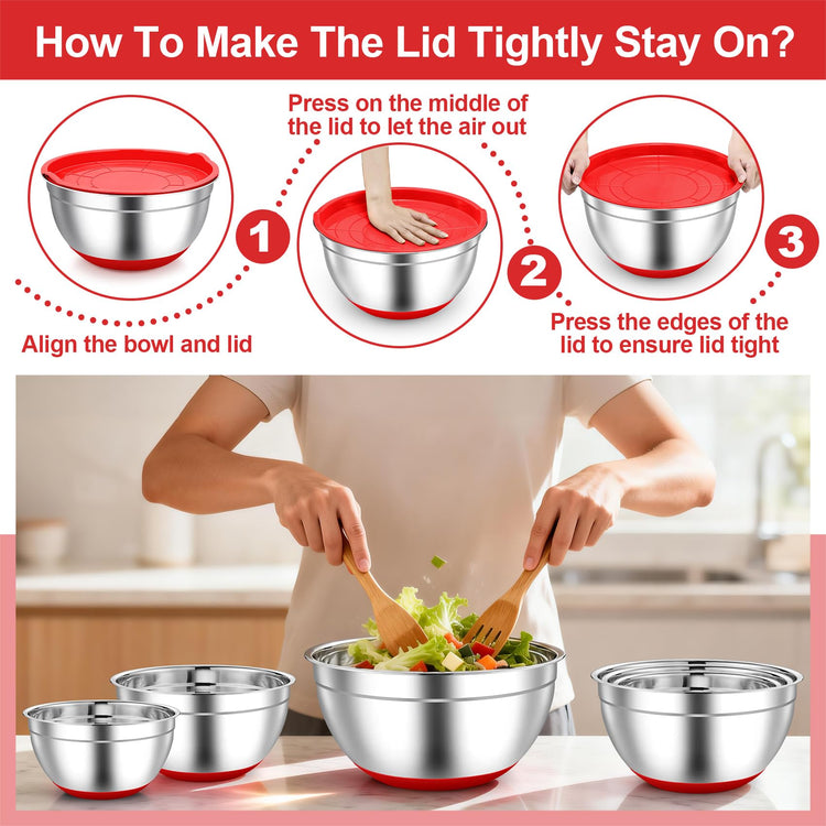Mixing Bowls Stainless Steel Salad Bowls with Lids