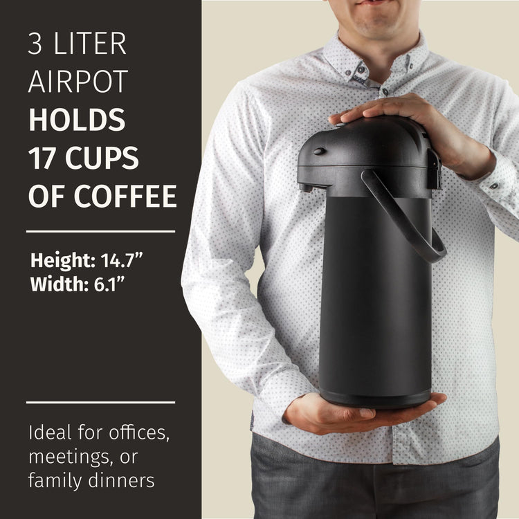 Airpot Coffee Carafe Dispenser with Pump Black 12 Hours Hot Water Retention