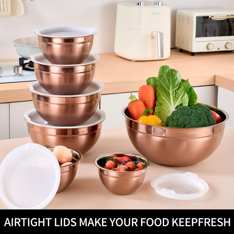 Rose Gold Mixing Bowls with Lids Set of 7