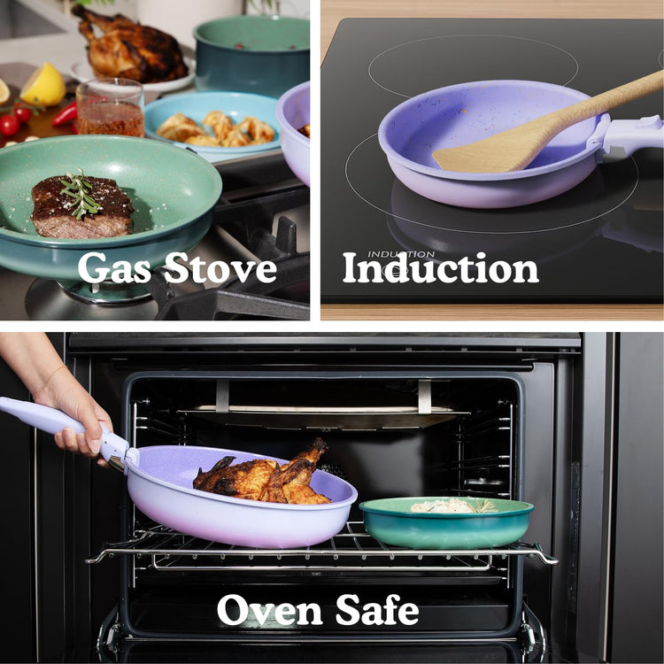Ombré Titanium Ceramic Cookware Set Non Toxic (16 Ounce)