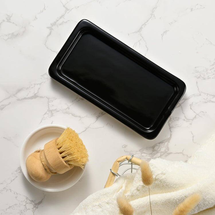 Glass Kitchen Soap Dispenser Set with Ceramic Tray