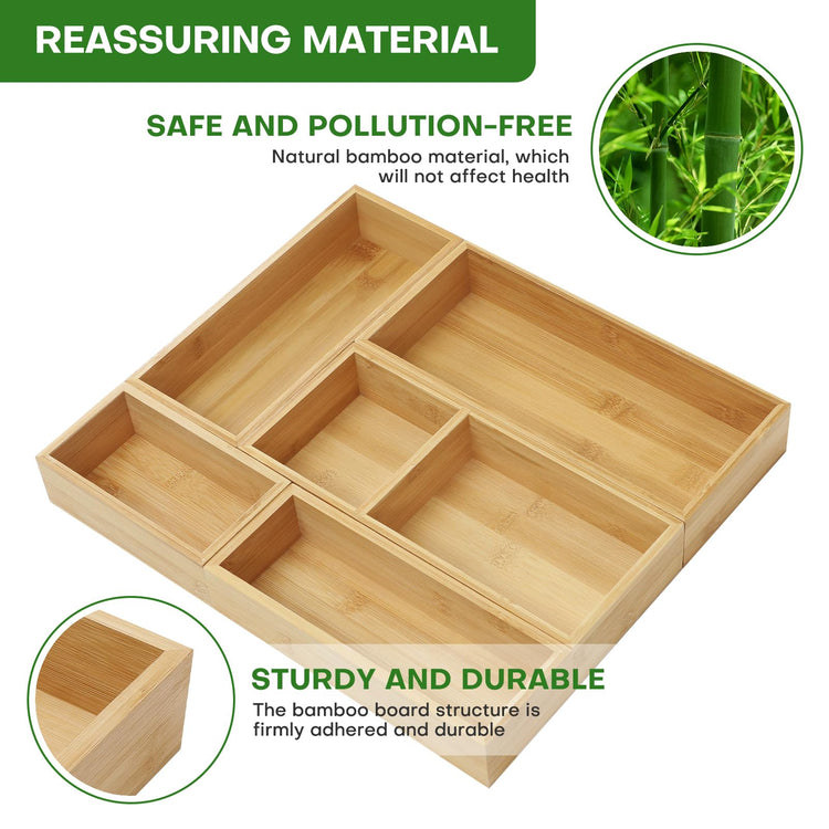 Bamboo Drawer Organizer Set (5 Count)