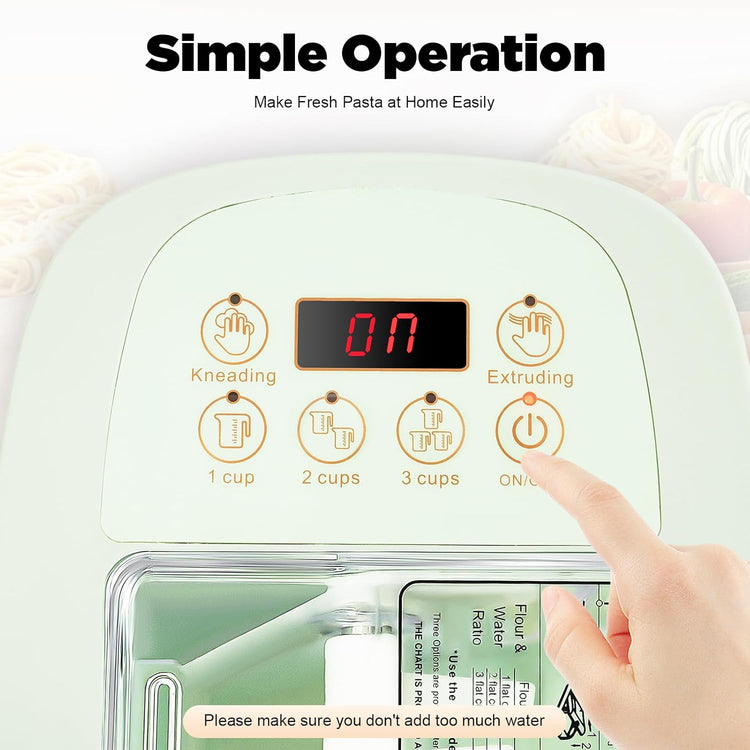 110V 260W Green Electric Pasta Maker Machine,Automatic Roller Noodle Maker Dumpling Skin Dough Machine with 13 Molds for Home Kitchen Use