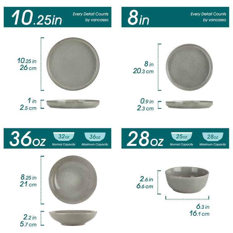 ANYA 24 Pieces Plates and Bowls Set