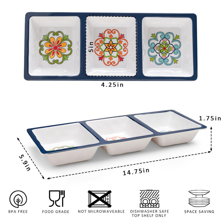 3 Section Divided Serving Trays (2 Count)