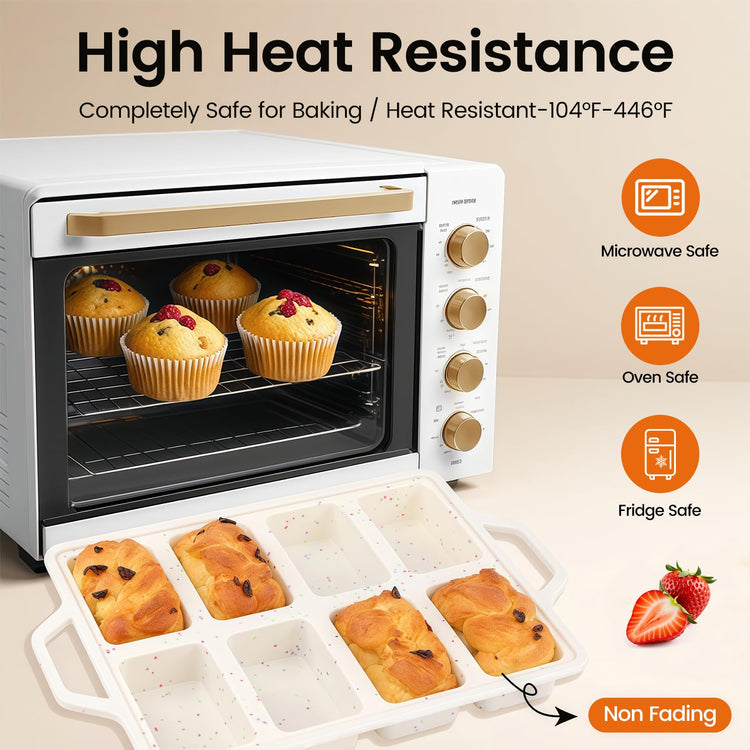 2 Pack 8 Cavity Mini Silicone Loaf Pans (2 Count)