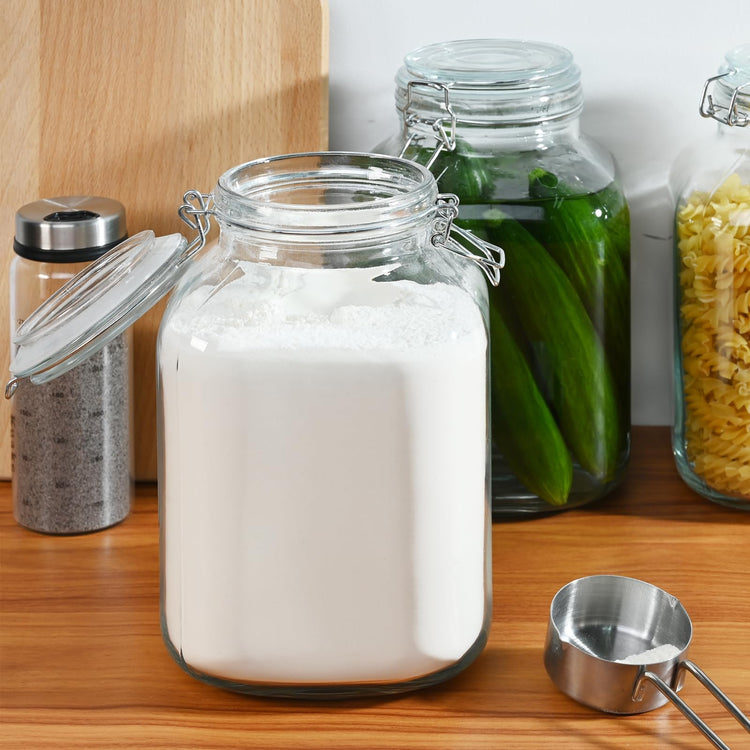 106oz Square Glass Jars with Airtight Lid (2 Count)