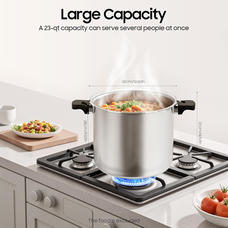 23-Quart Pressure Canner, Stainless Steel Pressure Canner with Gauge & 90 KPA Safety Valve for Family or Commercial