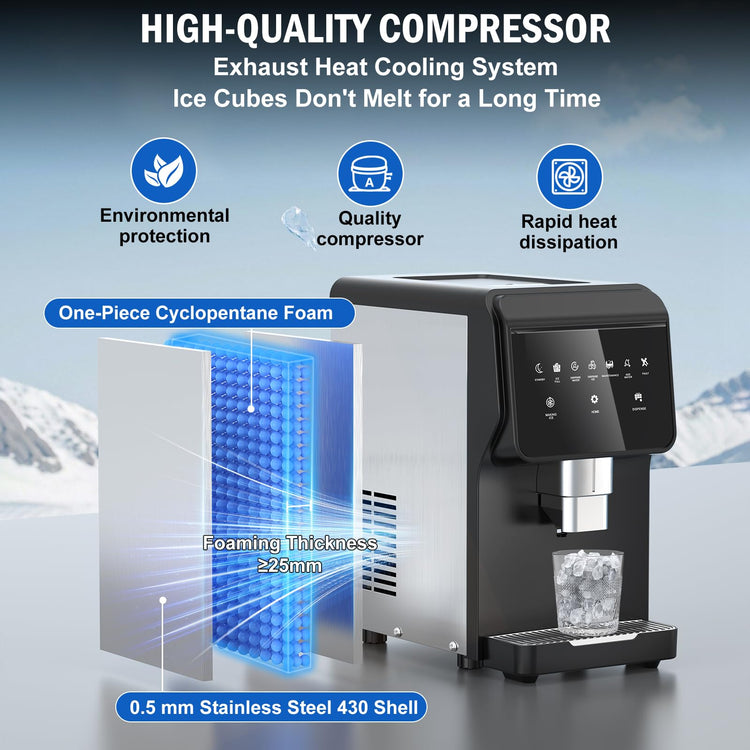 80 lbs Nugget Ice Maker with Water Dispenser Countertop Self