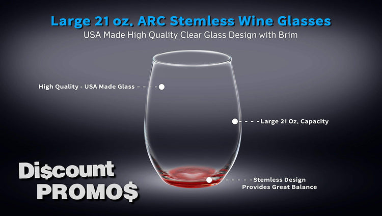 10 ARC Stemless Wine Glasses Set (10 Count)