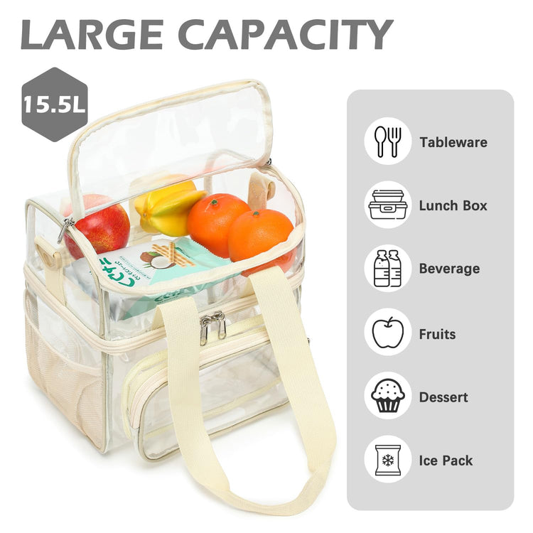 Clear Bag Double Decker for Stadium Events With Shoulder Strap for Women