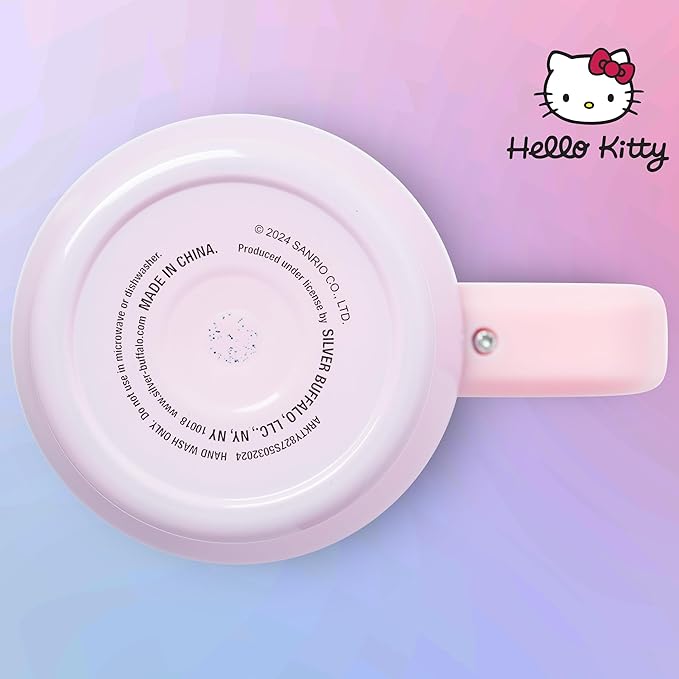 Silver Buffalo Sanrio Hello Kitty Christmas Holiday Dress and Matching Bow Snowflakes Double Walled Stainless Steel Tumbler with Handle and Straw, Fits in Standard Cup Holder, 40 Ounces