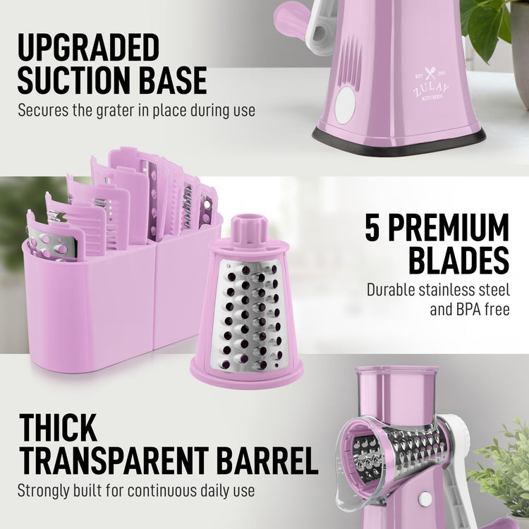 Rotary Cheese Grater 5 Blade Cheese Shredder
