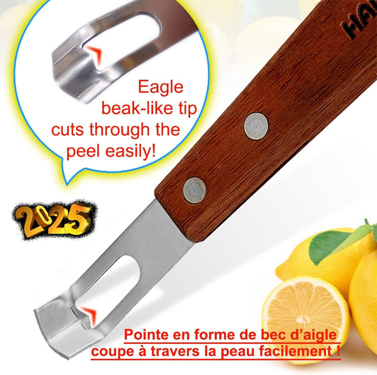 Channel Knife Zester - Fruit and Vegetable Tool for Decorating Cocktails, Desserts, and Salads Stainless Steel Tip 2 PACK
