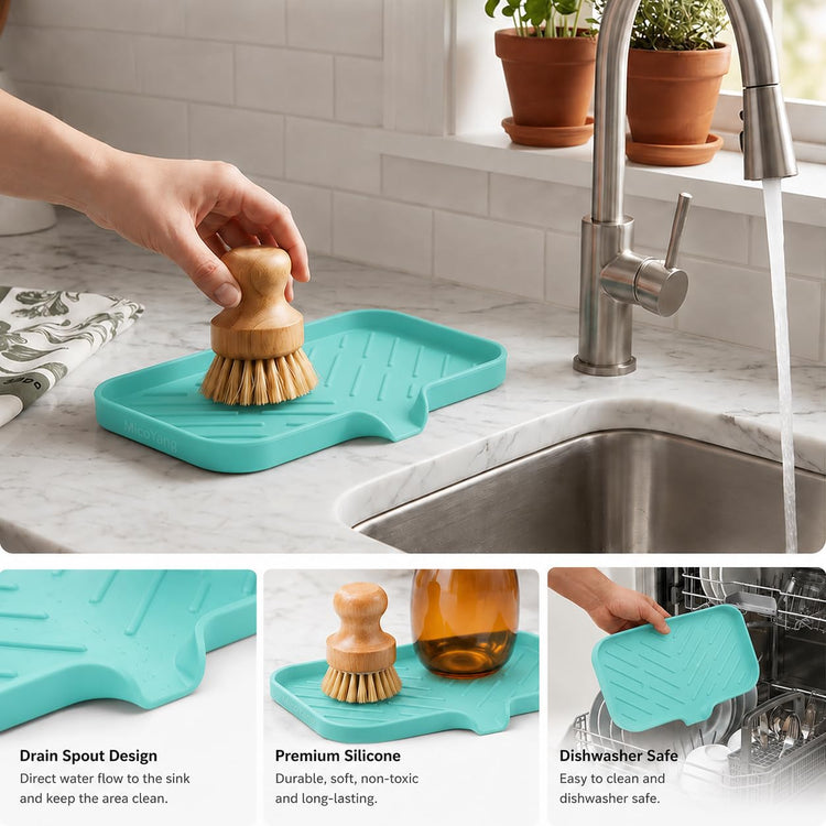 Silicone Soap Dish with Drain Spout