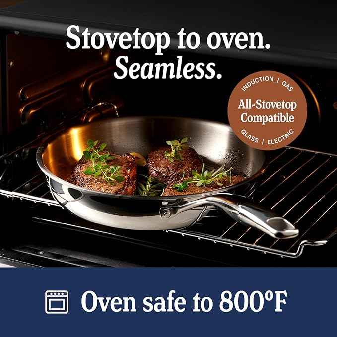 LEGEND COOKWARE 5-Ply Stainless Steel Cookware Set, 12-Piece Pots and Pans Set - Induction Compatible, Oven Safe 800°F - Non-Toxic, No Coatings - Built to Last Generations