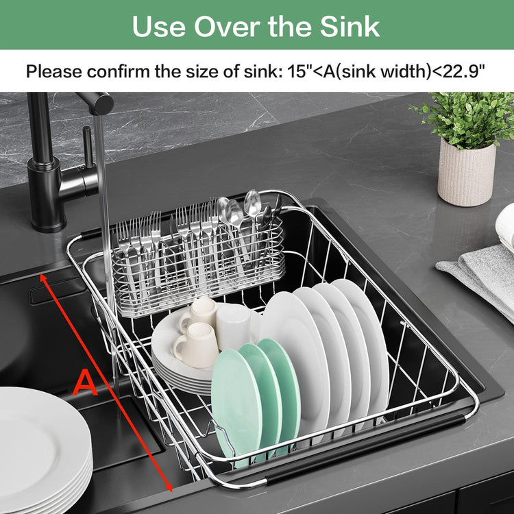 Large Dish Drainer Rack in Sink Adjustable