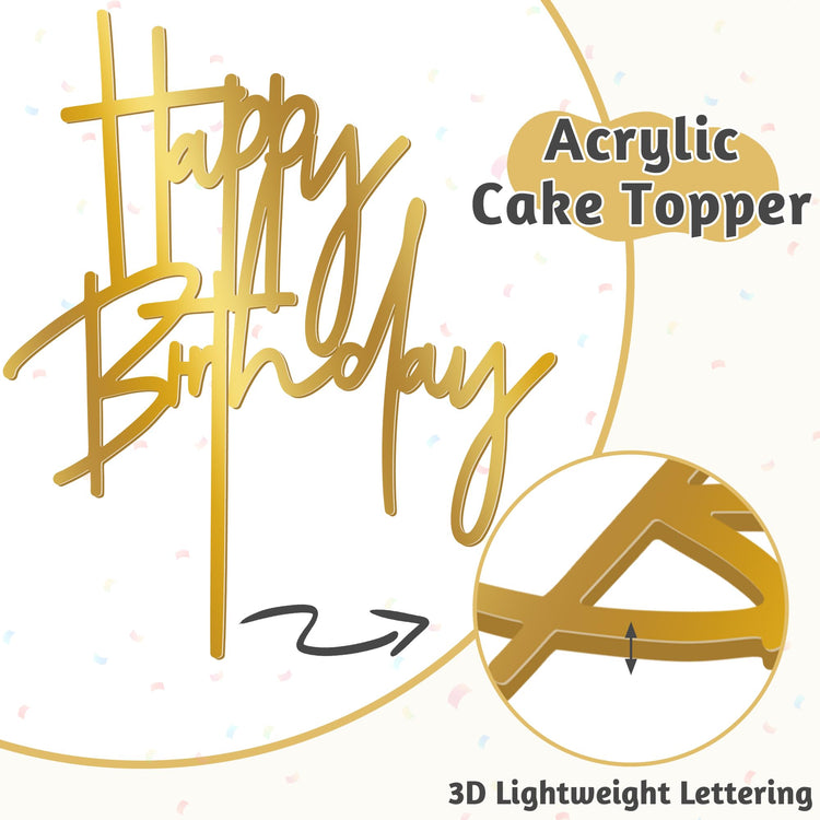 1PCS Gold Birthday Cake Topper