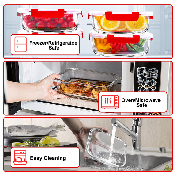 5 PACK 36 OZ Glass Meal Prep Containers Set with Lids (5 Count)