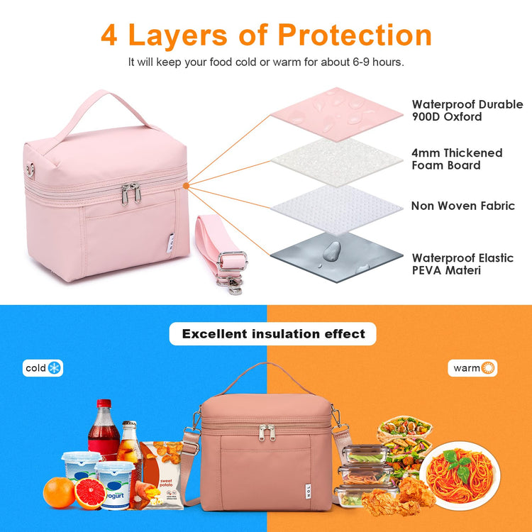 NOL Insulated Lunch Bags for Women Cooler Bag Lightweight Nylon Waterproof Lunch Box For Work