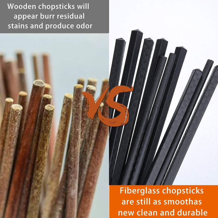 10 Pairs Fiberglass Chopsticks, Reusable Alloy Chop Sticks Non-slip Chopsticks, Dishwasher, 9 1/2 Inches