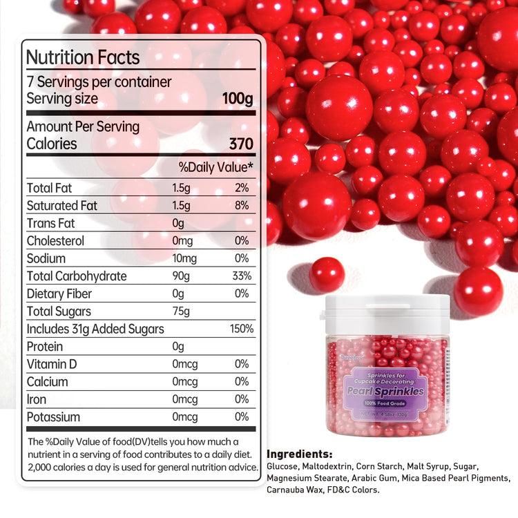 Red Pearl Sugar Sprinkles (4.5 Ounce)