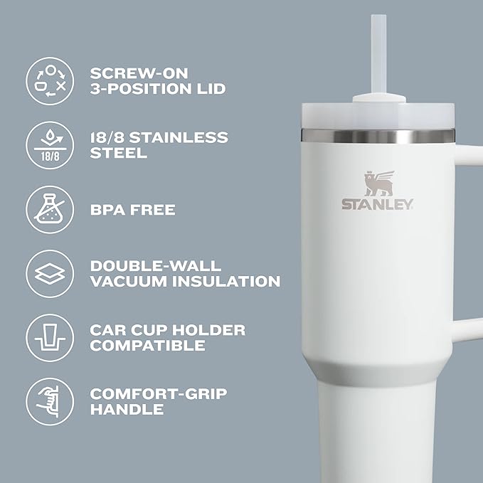 STANLEY Quencher H2.0 Tumbler with Handle and Straw 30 oz | Flowstate 3-Position Lid | Cup Holder Compatible for Travel | Insulated Stainless Steel Cup | BPA-Free | Hot Coral