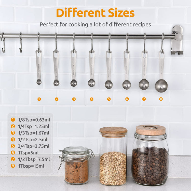18 8 Stainless Steel Measuring Spoons Set of 8