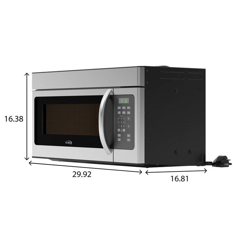 1.6 Cu. Ft. Over the Range Microwave Oven with Oven Lamp and 300CFM Recirculation Vent Hood Function