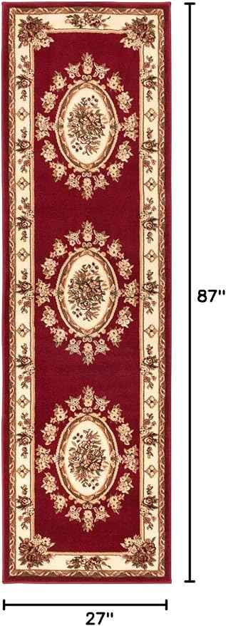 Pastoral Medallion Red French European Formal Traditional 2x7 (2'3" X 7'3") Runner Rug Stain/Fade Resistant Contemporary Floral Thick Soft Plush Hallway Entryway Living Dining Room Area Rug