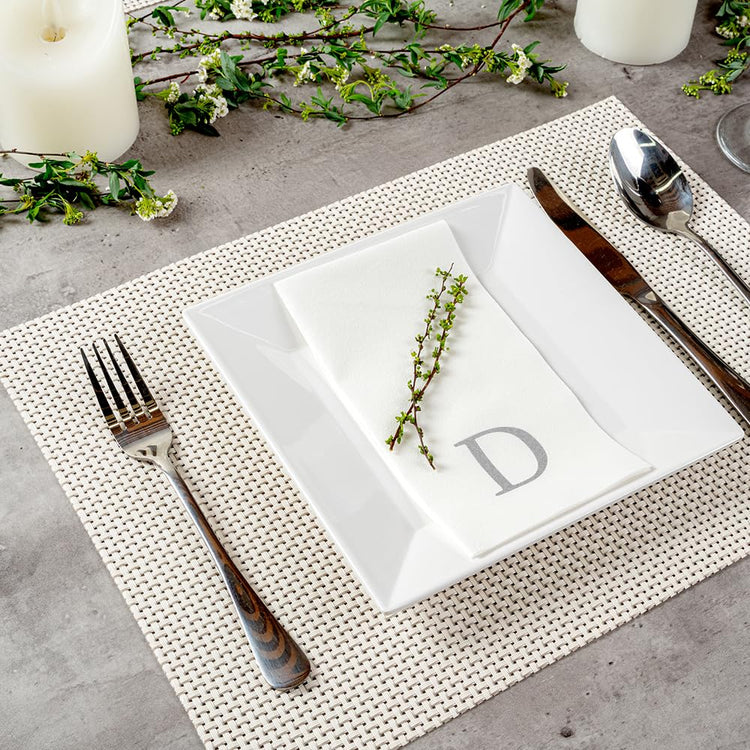 Silver D White Linen Feel Guest Towel Napkin (2000 Count)