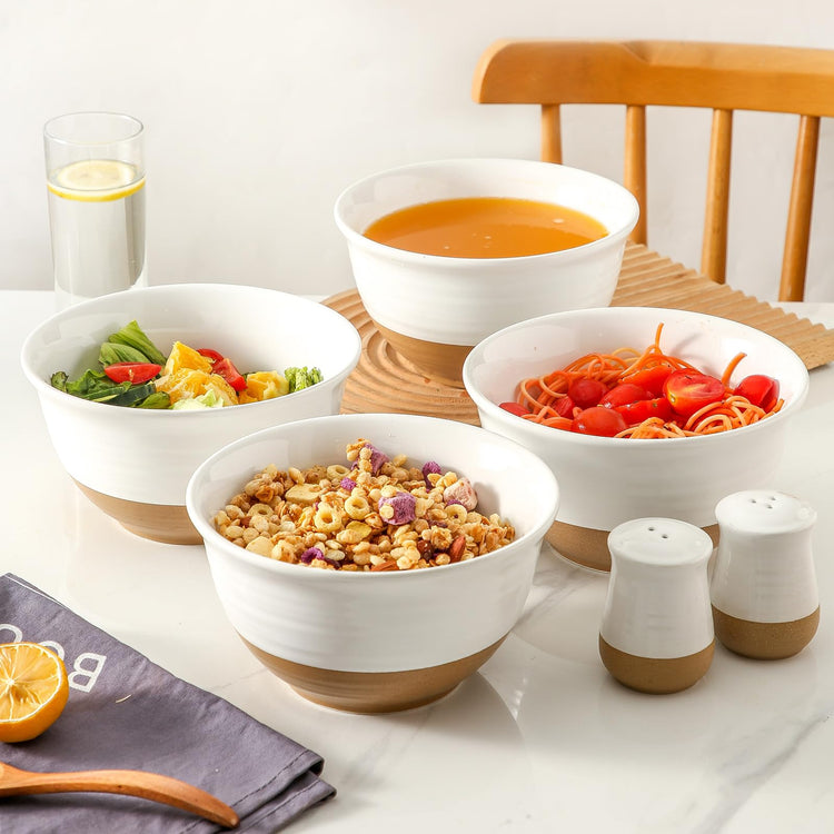 Large Ceramic Soup Bowls Set of 4 (4 Count)