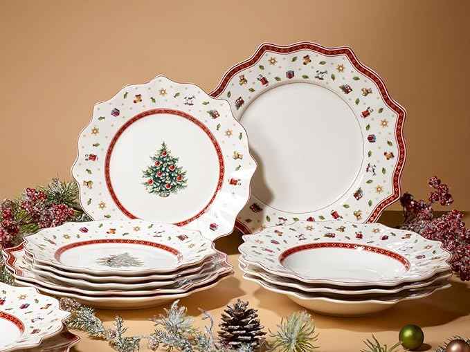 Villeroy & Boch Toys Delight 12-Piece Dinnerware Set, Service for 4, Premium Porcelain, Dinner Plates, Salad Plates, Rim Soup Bowls