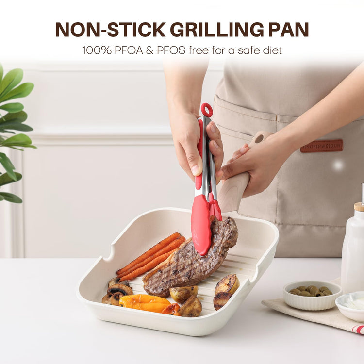 Nonstick Grilling Pan with Lid for Stove Tops